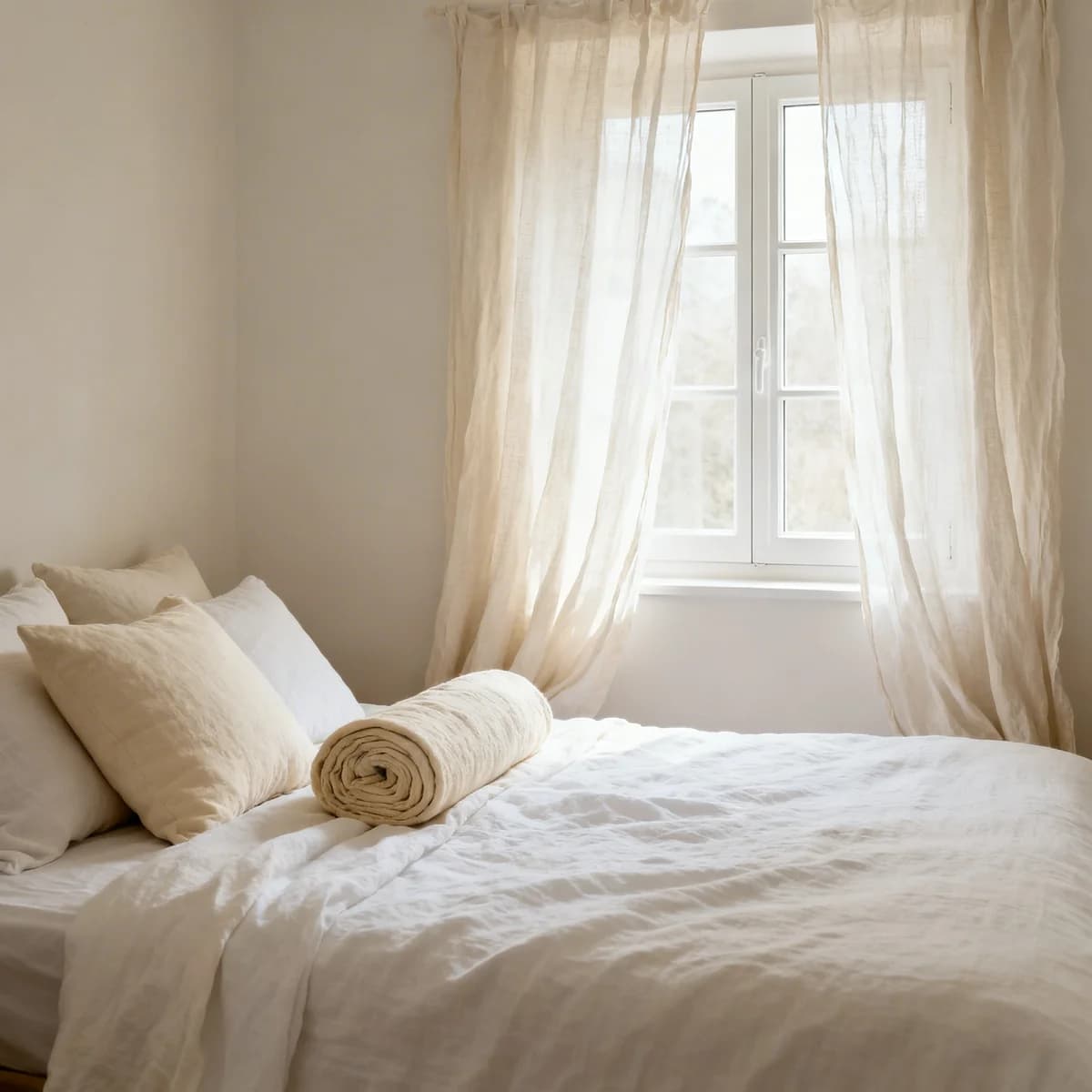 Fenêtre blanche PVC dans un intérieur scandinave épuré