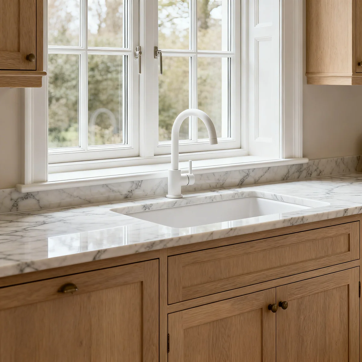 Détail intérieur d'une fenêtre blanche PVC, finition soignée