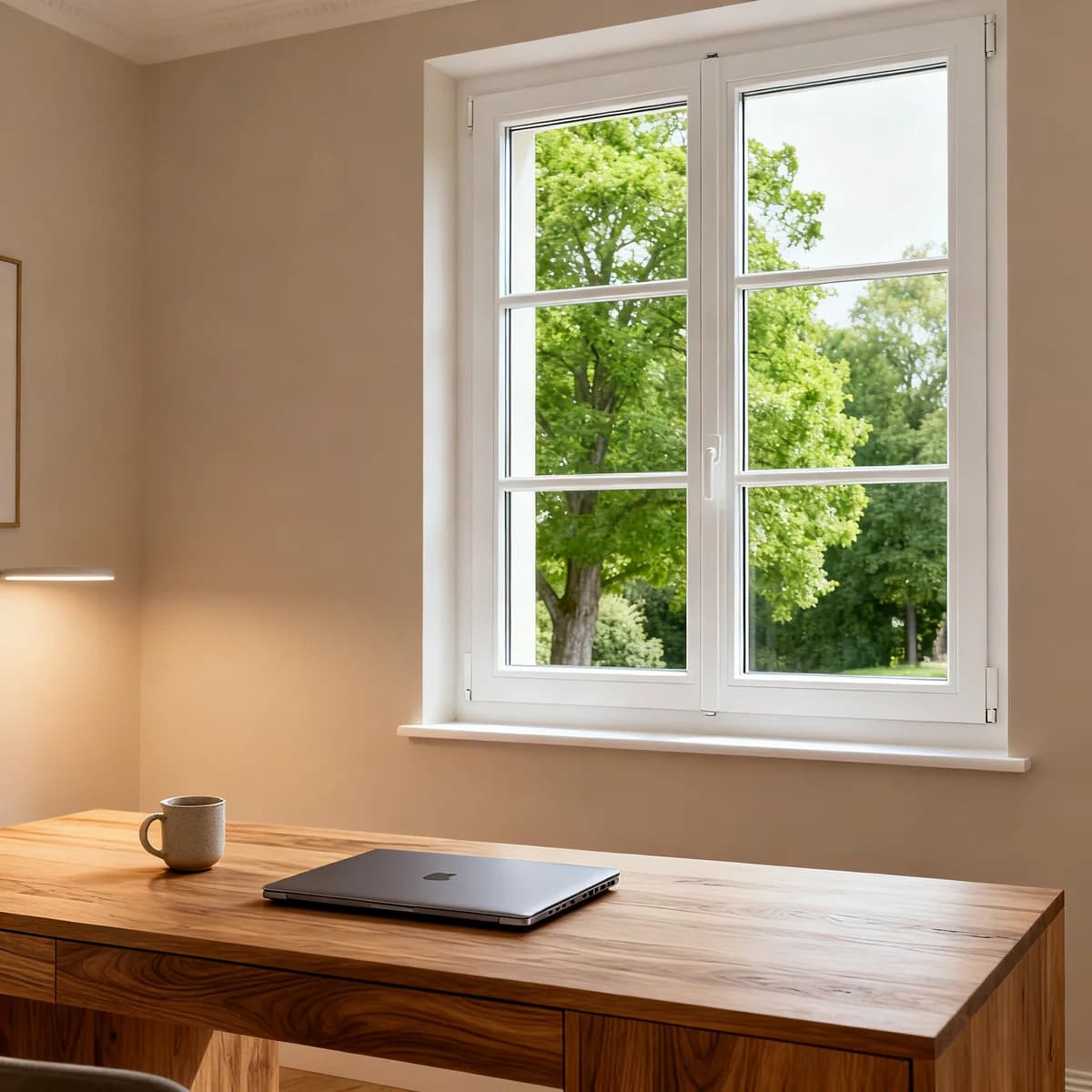 Fenêtre blanche PVC dans un bureau d'appartement