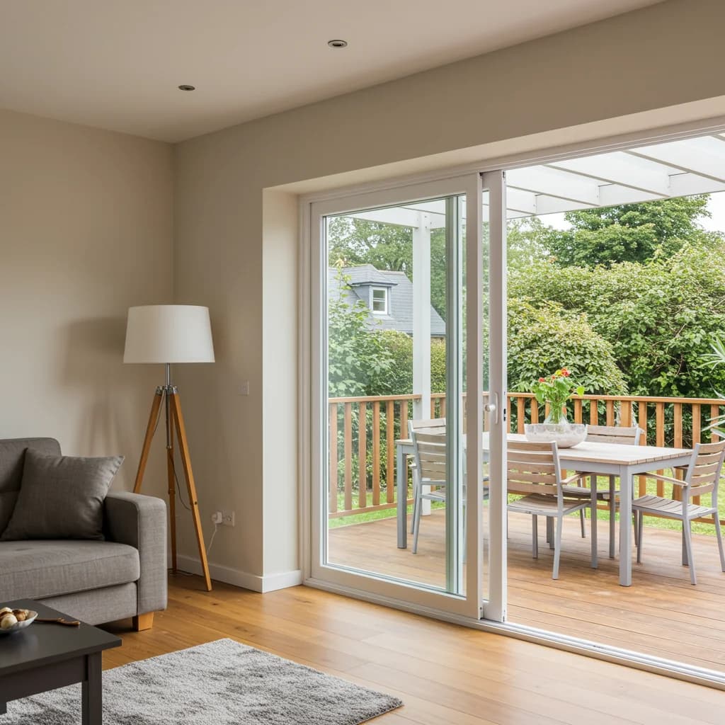 Fenêtre blanche PVC dans un intérieur moderne épuré